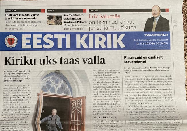 Ajalehe Eesti Kirik 13. mai teemade ülevaade