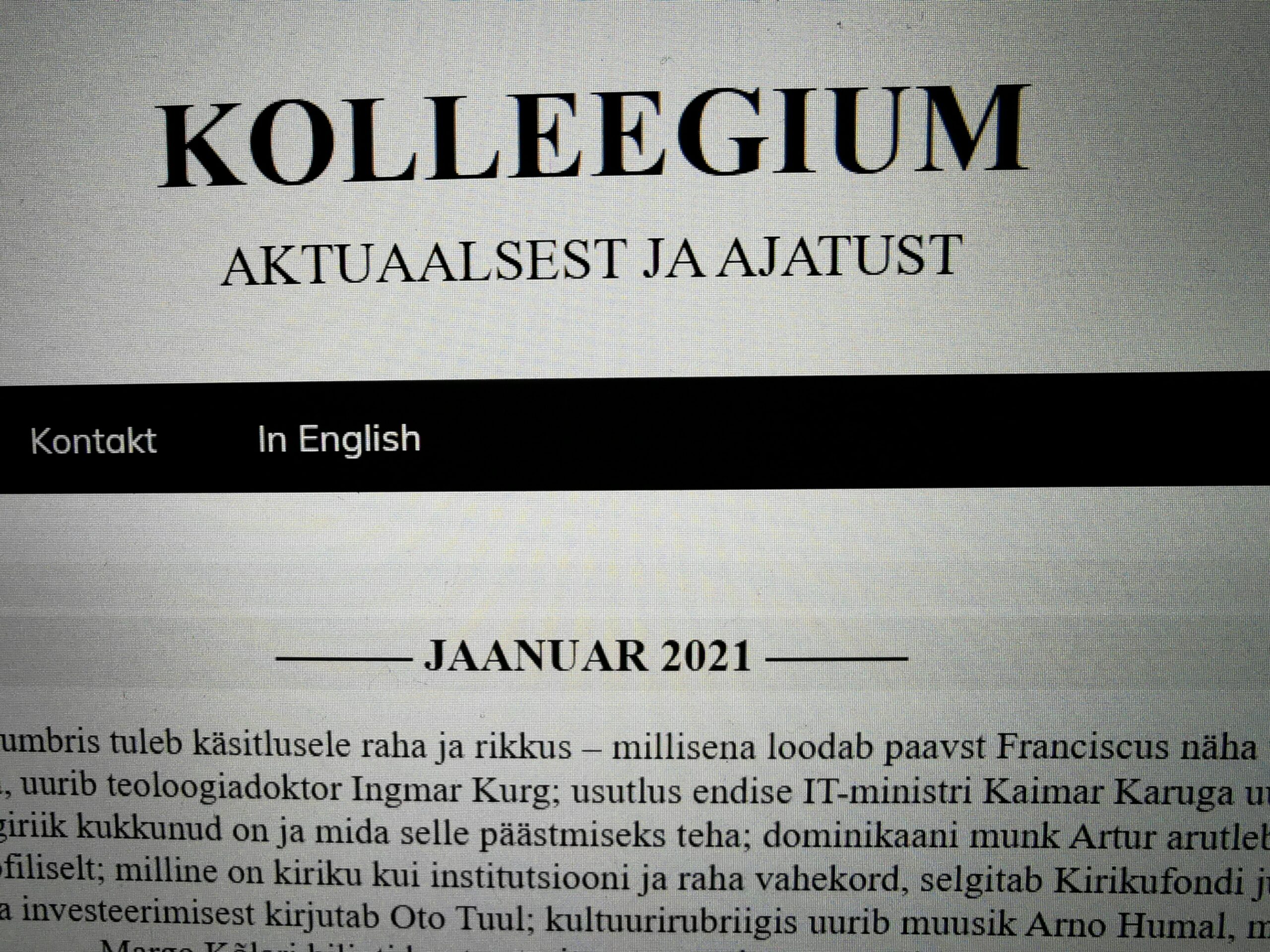 Eesti katoliiklastel on nüüd veebiajakiri Kolleegium