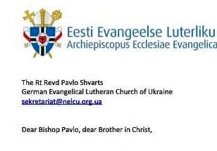 Peapiiskop Viilma saatis Ukraina luterliku kiriku juhile toetuskirja