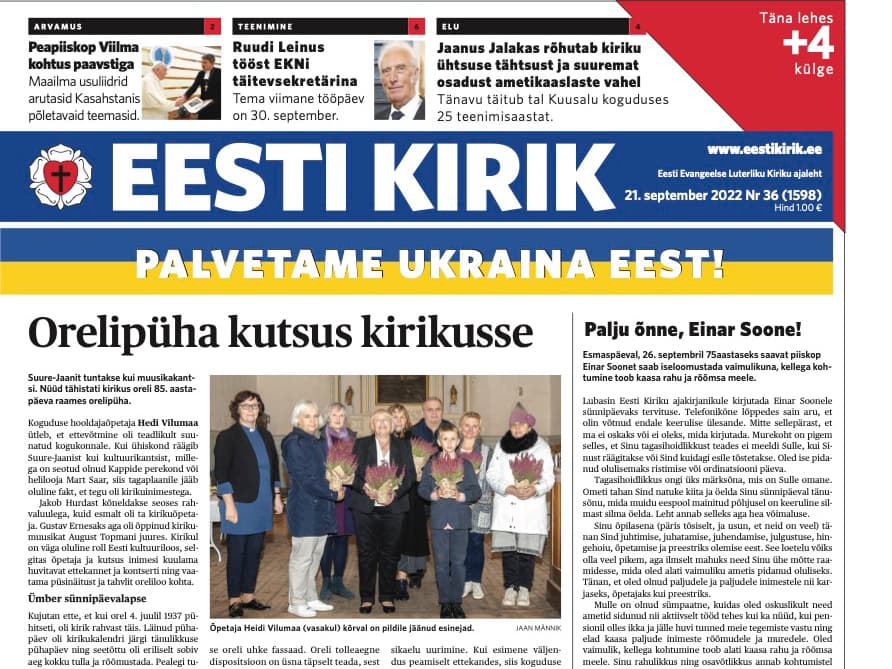 Ajaleht Eesti Kirik 21. septembril