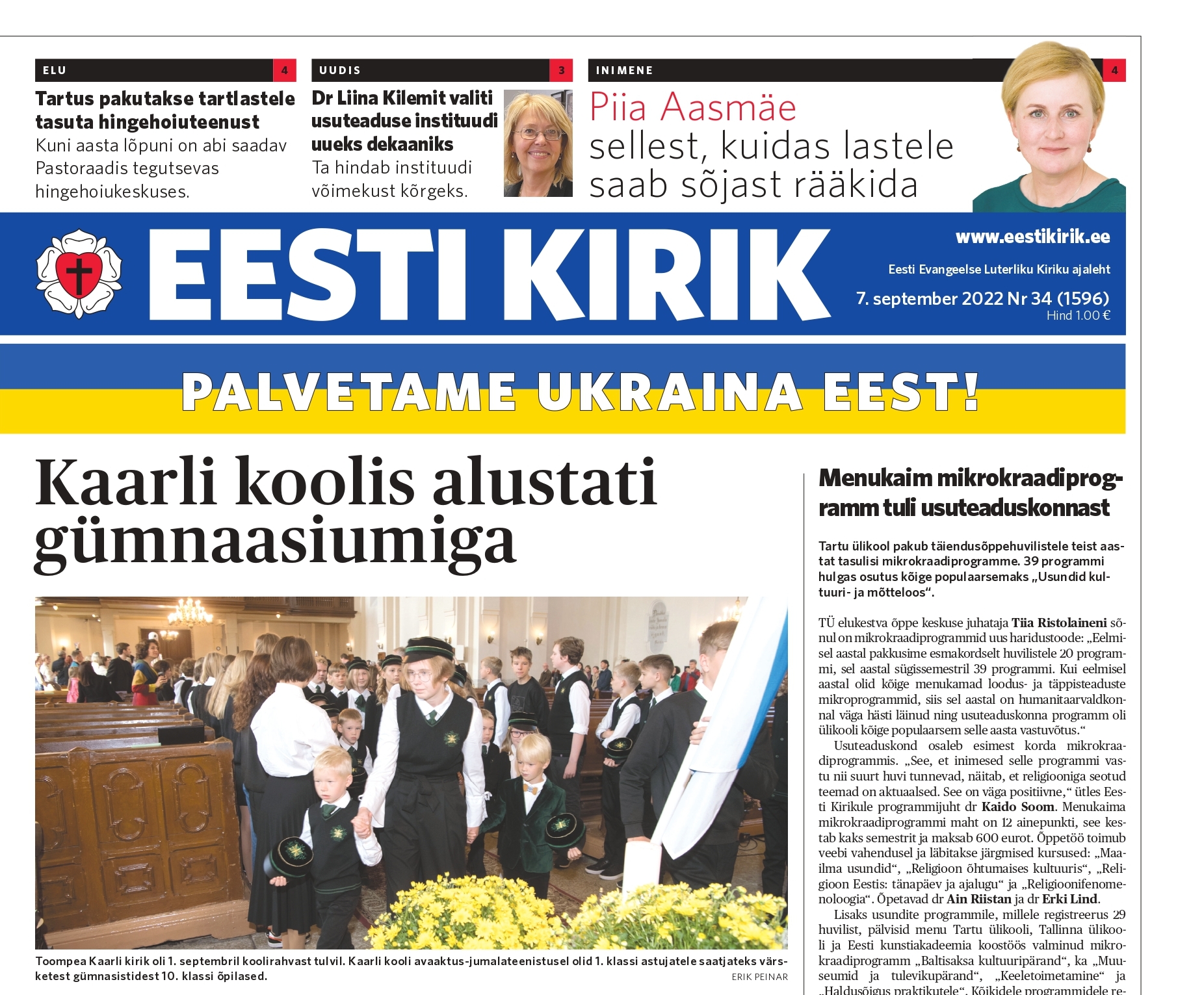 Ajaleht Eesti Kirik 7. septembril