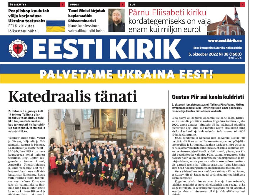 Ajaleht Eesti Kirik 5. oktoobril