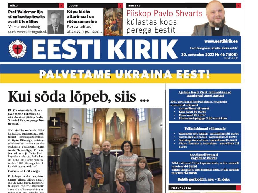 Ajaleht Eesti Kirik 30. novembril