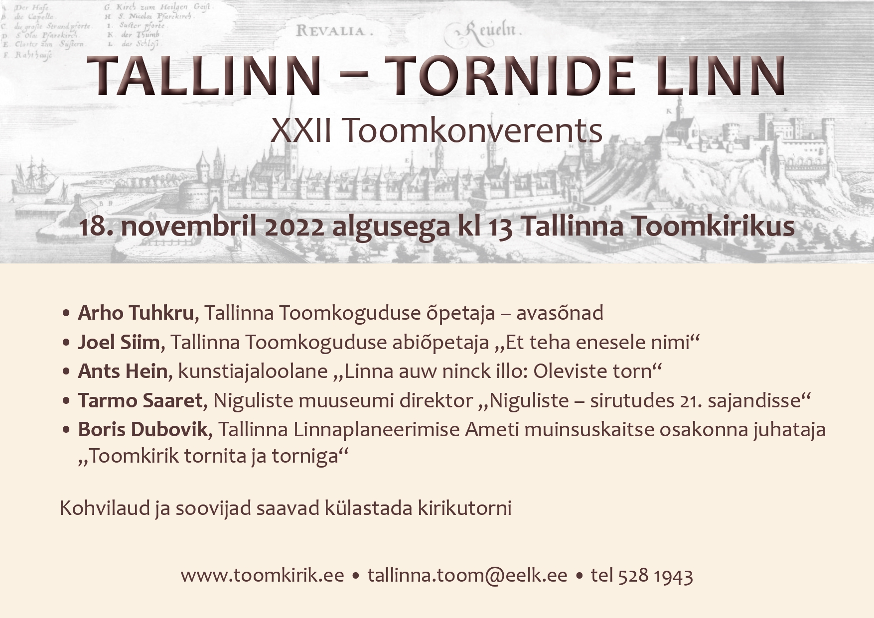 XXII toomkonverents „Tallinn – tornide linn“ on pühendatud üle linna kõrguvatele kirikutornidele