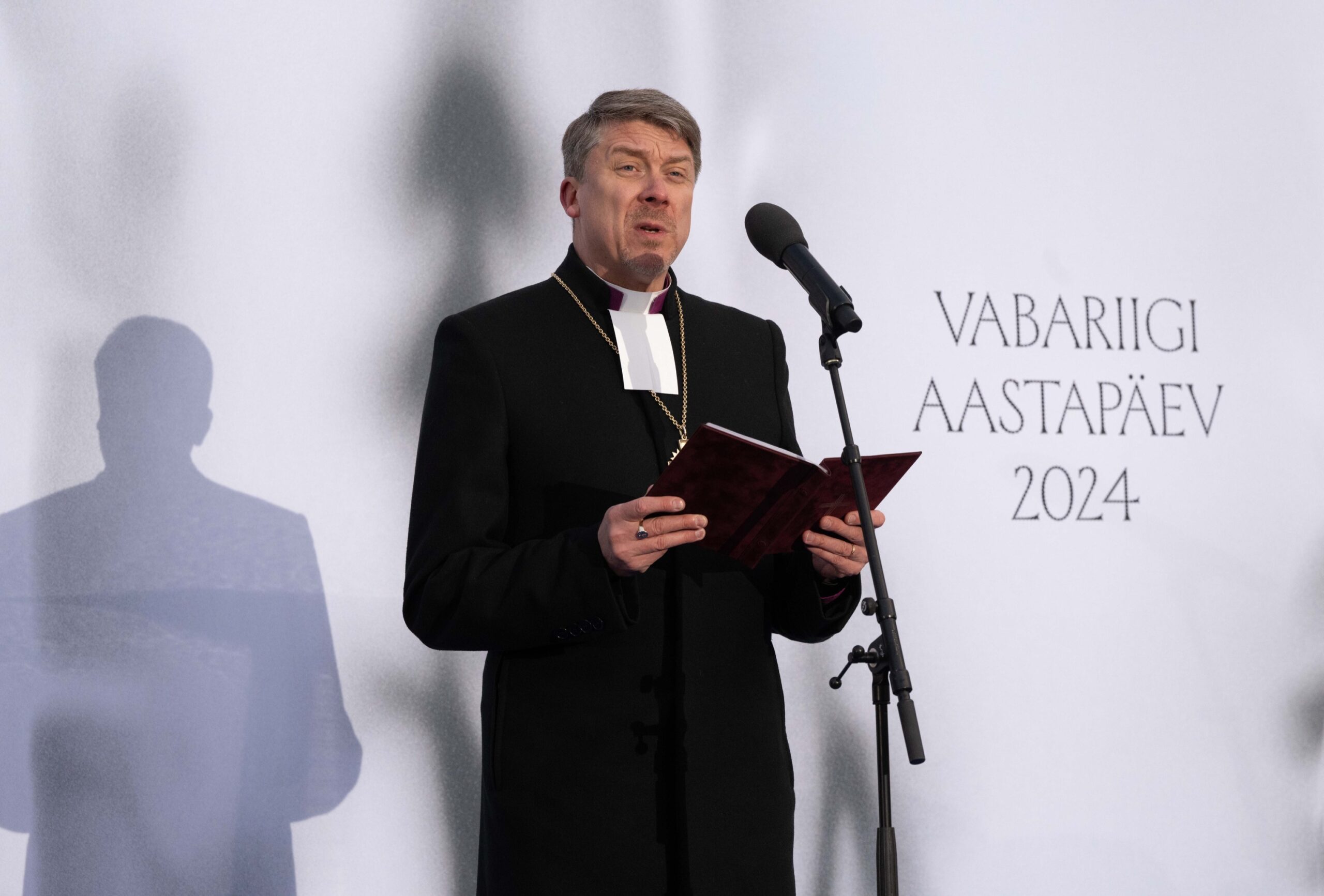 Peapiiskop Urmas Viilma kõne mälestustalitusel Vabadussõja Võidusamba juures 24. veebruaril 2024