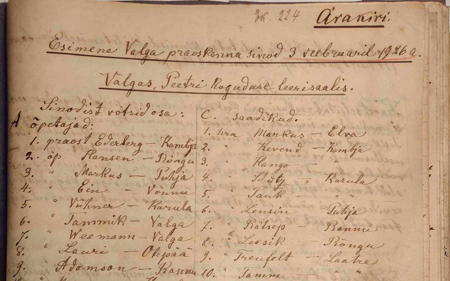 Valga praostkond tähistab saja aasta möödumist esimesest sinodist