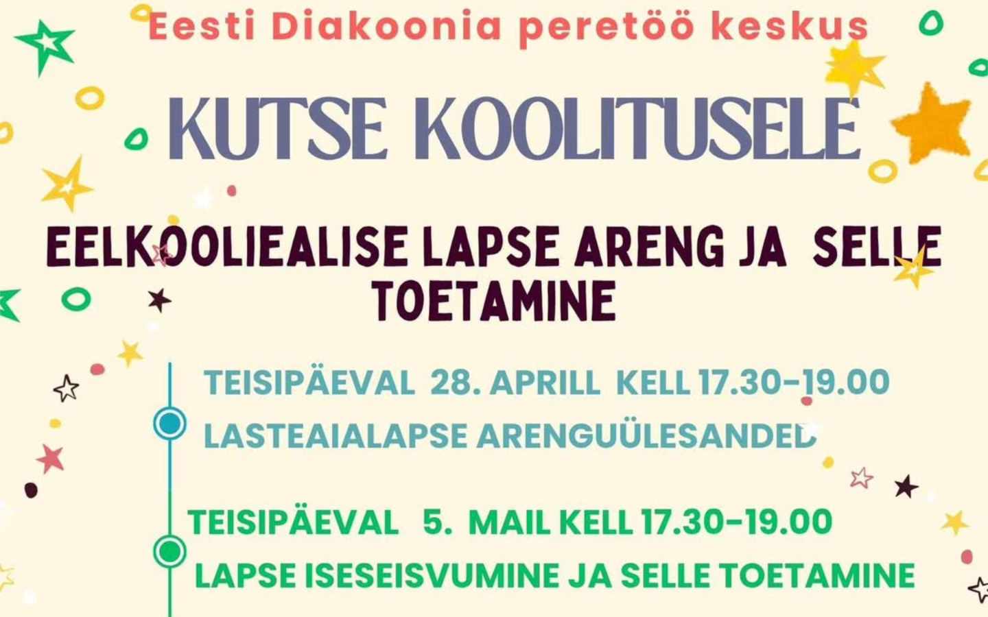 Eesti Diakoonia kutsub lapsevanemaid koolitusele „Eelkooliealise lapse areng ja selle toetamine”