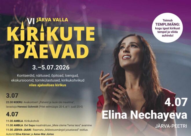 Järva valla kirikute päevad toimuvad 3.–5. juulini 2026