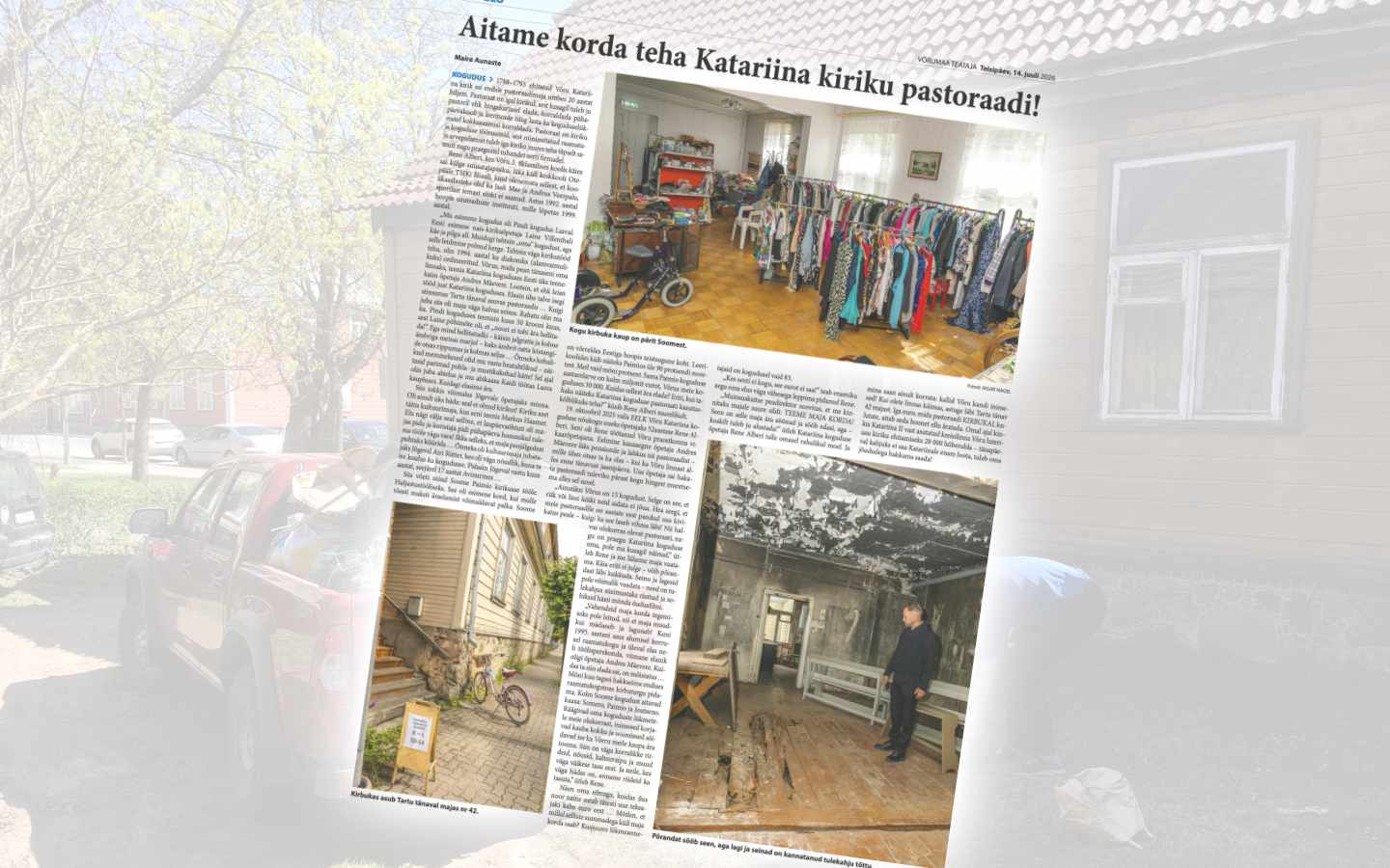 Võrumaa Teataja vahendab üleskutset toetada Võru Katariina koguduse pastoraadi kordategemist