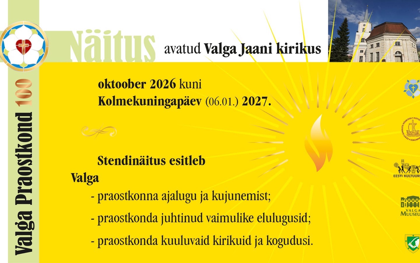 Valga Jaani kirikus on avatud näitus „Valga praostkond 100“