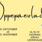 Plakat: pühapäevakooliõpetajate õppepäevad 30. oktoobril ja 13. novembril kell 15–19 Kadrina kiriku leerimajas